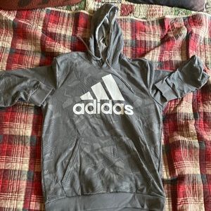 Grey/White Patterned Adidas logo Size L Hoodie